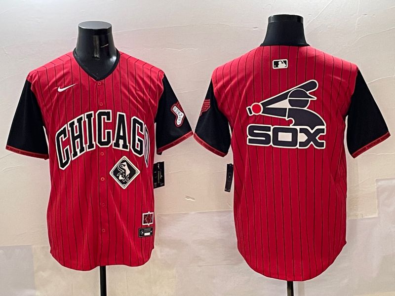 Men Chicago White Sox Blank Red Stripe Joint Name 2025 Nike MLB Jersey style 12->chicago white sox->MLB Jersey